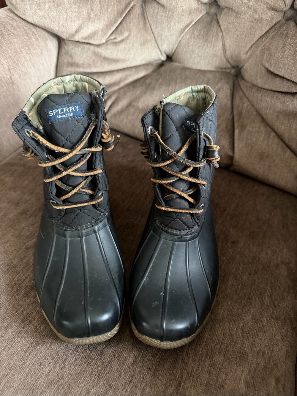 Sperry black rain boots- waterproof women’s size 6.5